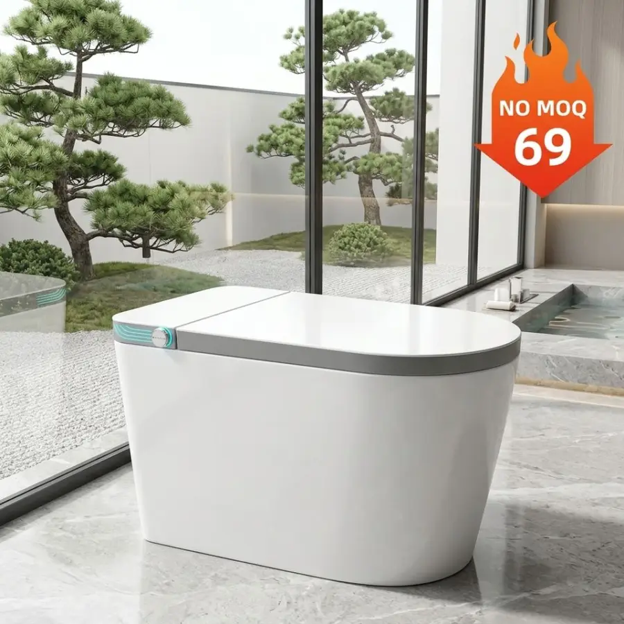 Floor Mounted Wc Intelligent Toilet Automatic Operation Flush Bon Cau Thong Minh Auto Open Sensor One Piece Smart Bidet Toilet — image 5