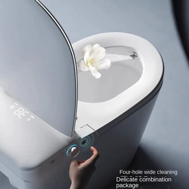 Auto Sensor Flush Elongated One Piece Intelligent Toilet Bowl Smart Toilet with Remote Control Heated Seat Dual-Flush S-Trap — image 4