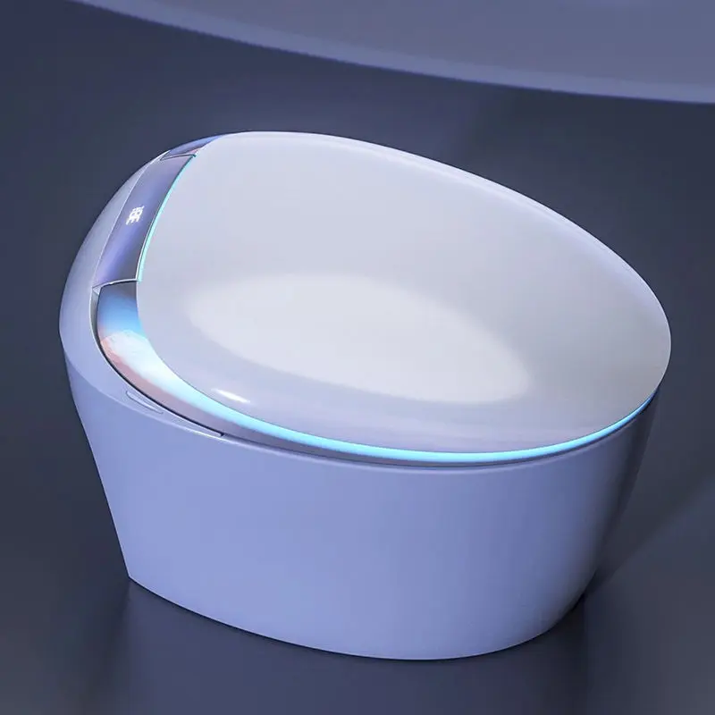 Automatic Electric Smart Ceramic Commode Toilet Floor Mounted with Remote Control Heated Seat Elongated Bowl S-Trap Bath — view 1