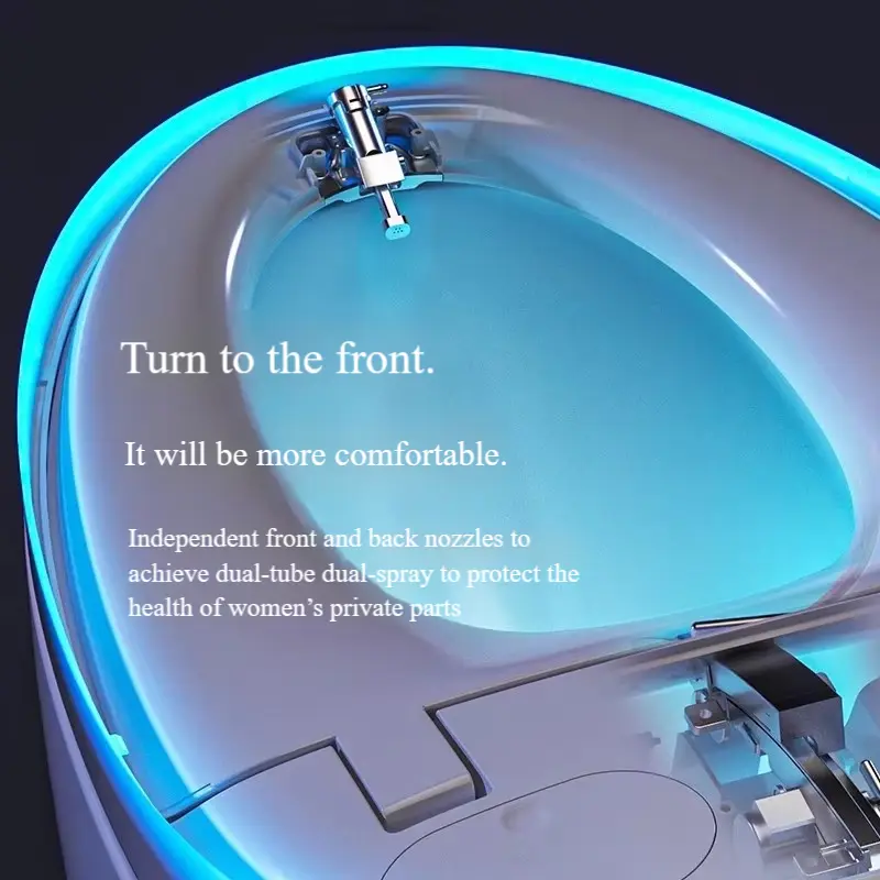 Automatic Electric Smart Ceramic Commode Toilet Floor Mounted with Remote Control Heated Seat Elongated Bowl S-Trap Bathroom — image 6