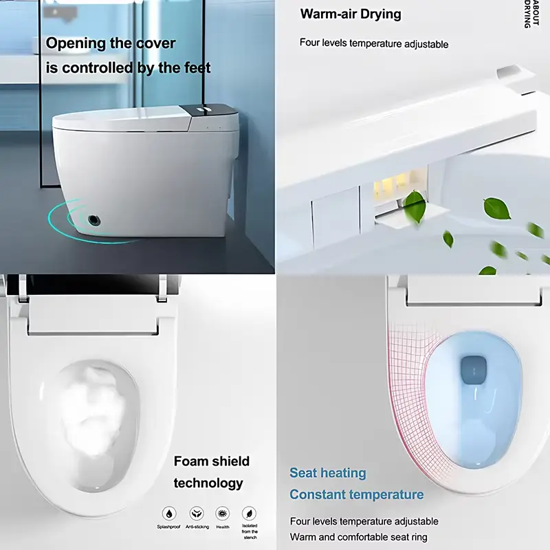 Modern Auto Sensor Flush Intelligent Bidet Wc Heating Toilet Bowl Automatic Operation Smart Toilet With Remote Control — view 6