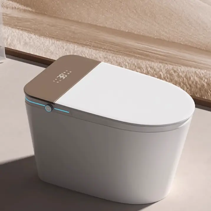 Smart Toilet Automatic Flip Cover Heated Seat Floor Mounted Hot Double Waterway Water Pressure Restriction S-Trap Draina — view 1