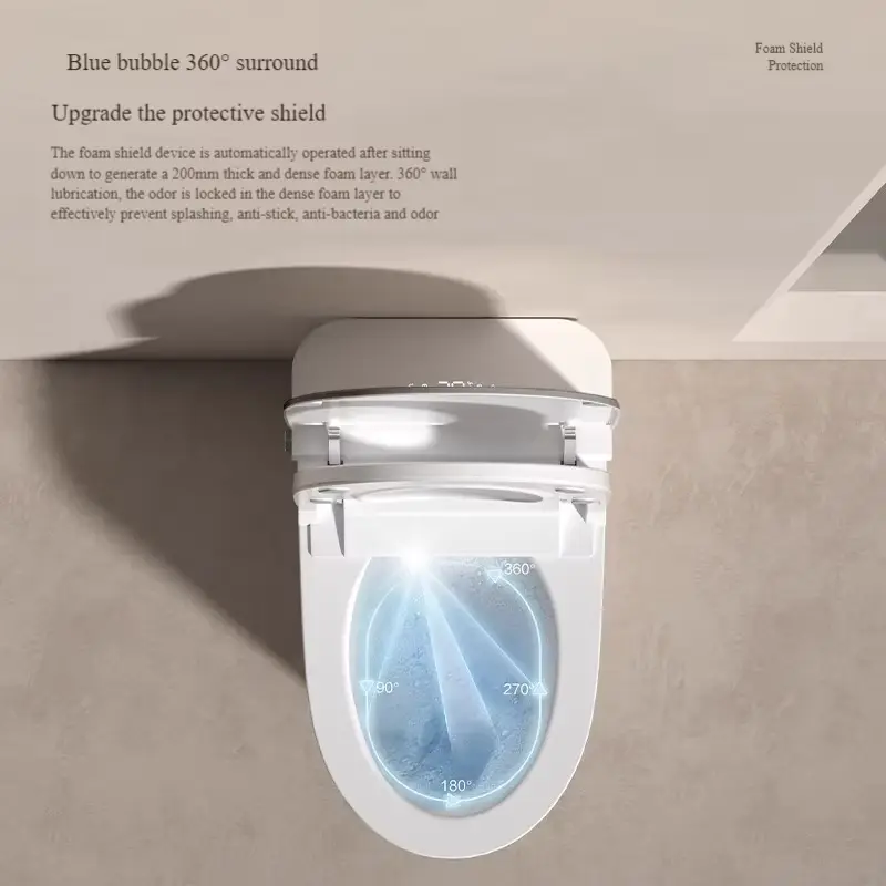 Smart Toilet Automatic Flip Cover Heated Seat Floor Mounted Hot Double Waterway Water Pressure Restriction S-Trap Drainage — image 3