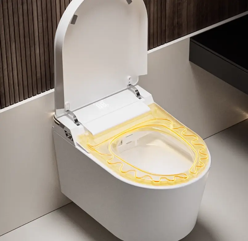 New Design Multicolor LED Elongated Wall-Mounted Ceramic Toilet with Heated Seat and Remote Control — image 3