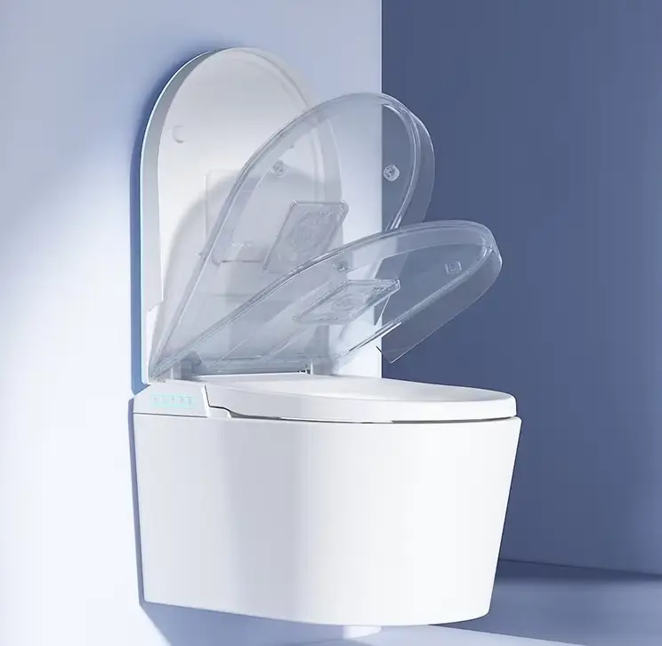 Modern Style Wall Hung Smart Bidet Toilet Seat Bathroom Wall Mounted Automatic Flush Intelligent Electric Smart Toilets — image 5