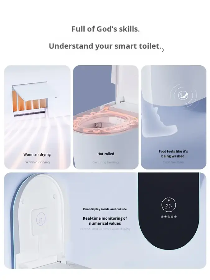 Modern Style Wall Hung Smart Bidet Toilet Seat Bathroom Wall Mounted Automatic Flush Intelligent Electric Smart Toilets — image 6