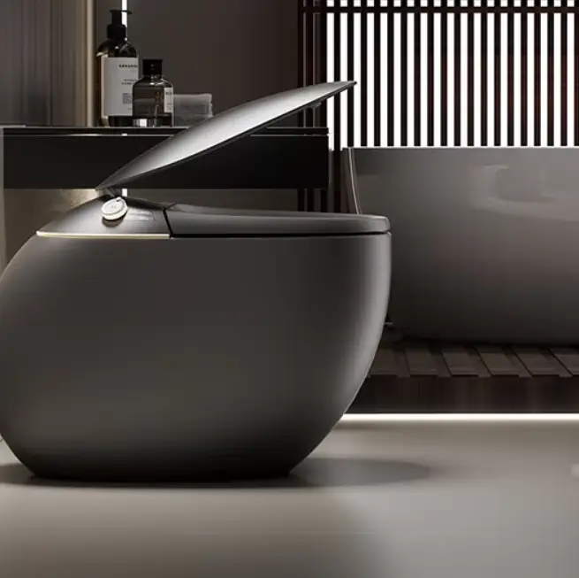 High Quality Orange Grey Color Electric Automatic Self Cleaning Integrated Heated Seat S-Trap Intelligent Smart Toilet Remote — image 3
