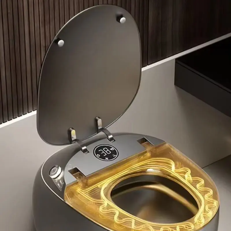 High Quality Orange Grey Color Electric Automatic Self Cleaning Integrated Heated Seat S-Trap Intelligent Smart Toilet Remote — image 4