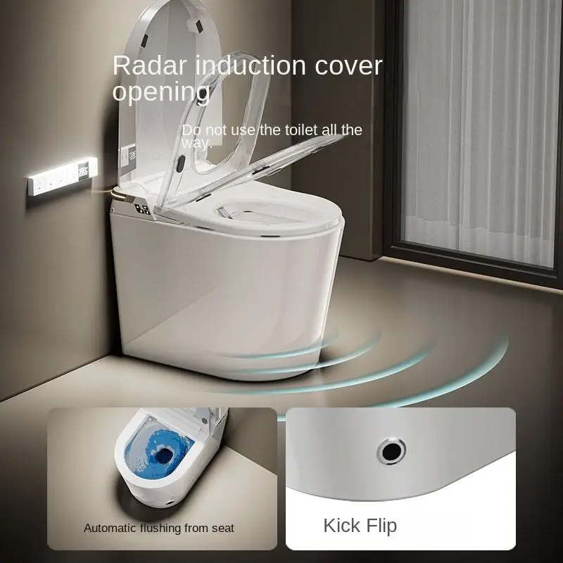 590mm Smart Elongated Design Floor Mounted All Functions Smooth Beauty Lines Small Cute Panel S-Trap Drainage Remote Control — image 6