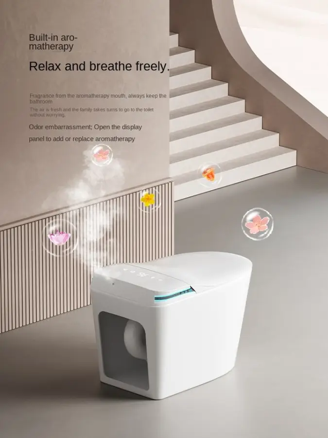 Modern Intelligent Square One Piece Ceramic Smart Remote Control Advanced S-Trap Electric Automatic Flush Bidet Seat Heating — image 6