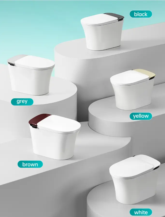 Multicolor Modern Design HD Display Intelligent Elongated Ceramic Floor Mounted Automatic Smart Toilet with Remote Control — image 3