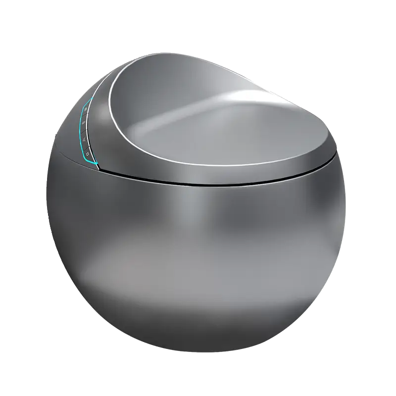 Creative One Piece Gray Egg Shape Smart Toilet Floor Mounted S-trap Automatic Toilet with Night Light Automatic Cover Modern WC — image 7