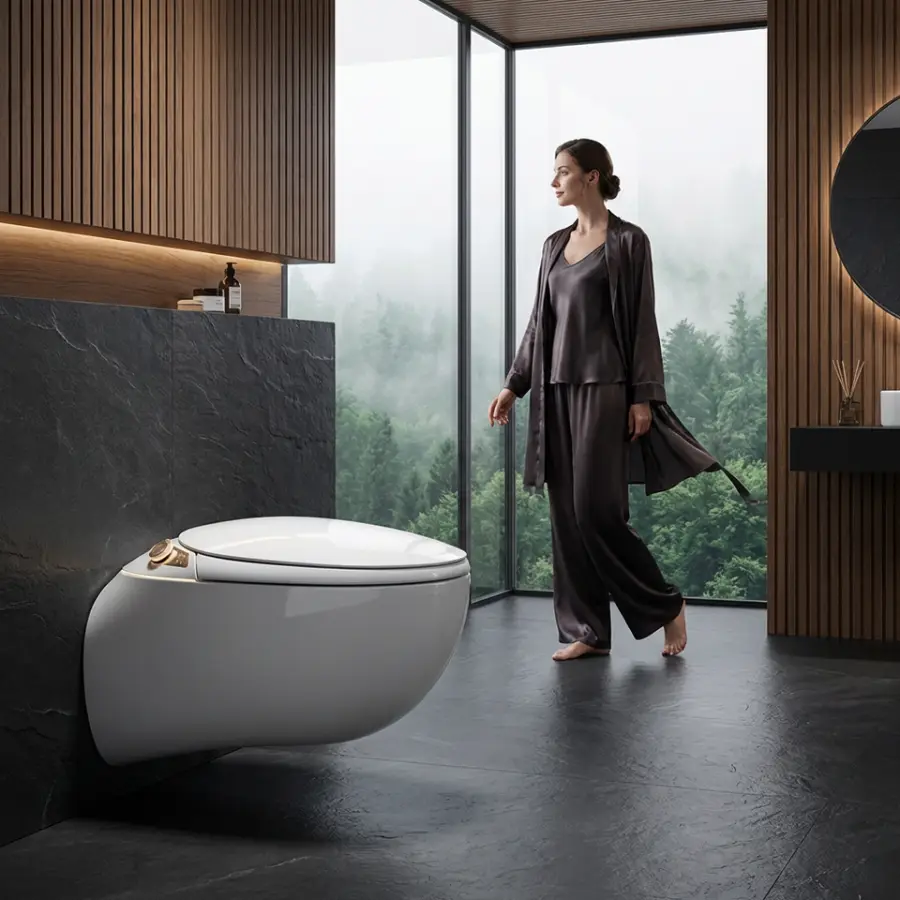 High-end Egg Shape Ceramic Hanging Automatic Sanitary Ware WC Water Closet Bathroom Intelligent Electric Wall Hung Smart Toilet — image 5