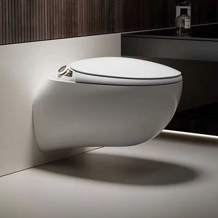 High-end Egg Shape Ceramic Hanging Automatic Sanitary Ware WC Water Closet Bathroom Intelligent Electric Wall Hung Smart Toilet — image 6