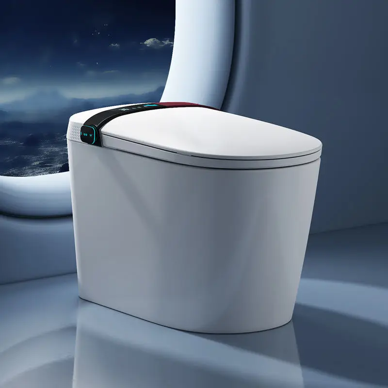 Elongated Auto Seat Intelligent Foot Sensor S-trap Heated Seat Dual-Flush One Piece Ceramic Smart Toilet — image 3
