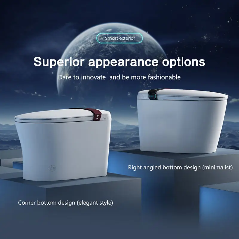 Elongated Auto Seat Intelligent Foot Sensor S-trap Heated Seat Dual-Flush One Piece Ceramic Smart Toilet — image 6