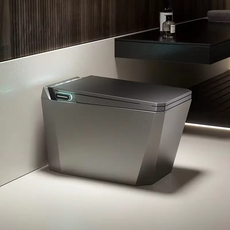 Luxury Design Bathroom Square Floor Mounted Ceramic Electric Toilet Bidet Automatic Smart Toilet S-trap Remote Included — view 1