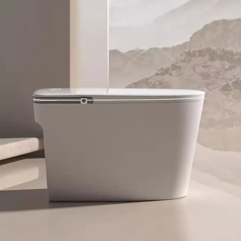 Ceramic Sanitary Automatic Flap Foot Sensor Smart Toilet Siphon Flush One Piece Intelligent WC Toilet Bowl S-trap Heated Seat — image 3