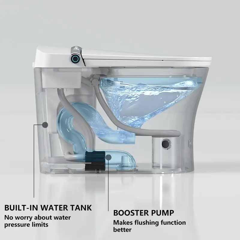 Modern Multicolor Design Elongated Floor Mounted Smart Toilet Heated Seat Dual-Flush Automatic Operation Remote Control Included — image 5