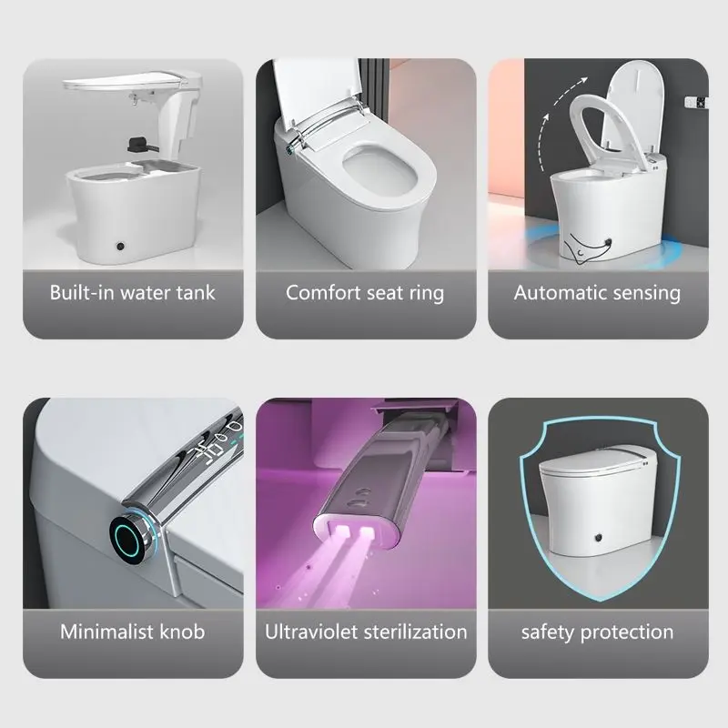 Modern Multicolor Design Elongated Floor Mounted Smart Toilet Heated Seat Dual-Flush Automatic Operation Remote Control Included — image 6
