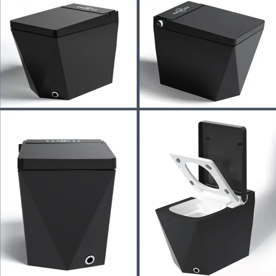 High End Floor Mounted Elongated Matte Black Automatic Flush Electric Toilet Remote Control Ceramic Intelligent Smart Toilets — image 5