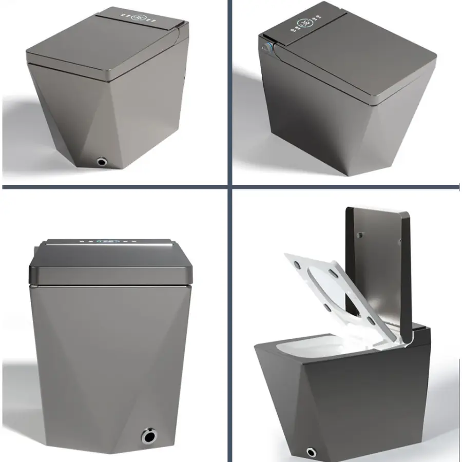 High End Floor Mounted Elongated Matte Black Automatic Flush Electric Toilet Remote Control Ceramic Intelligent Smart Toilets — image 6