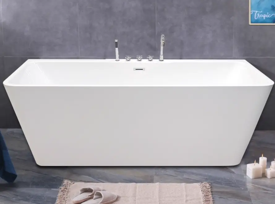 Hot Selling Natural Portable Modern Soaking Bathroom Tubs Spa Freestanding Acrylic Bathtub Hotel Customized Polish Accessory — image 5