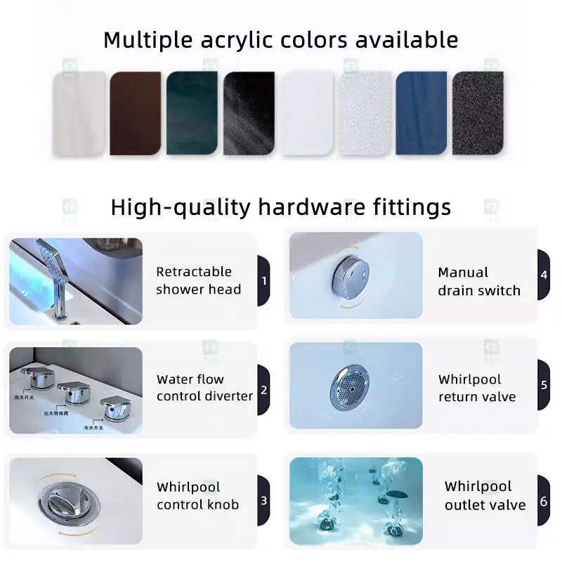 White 2 Person 1900mm Jaccuzie Double Seat Acrylic Whirlpool Free Standing Surf Spa Massage Bathtub for Adult — image 3