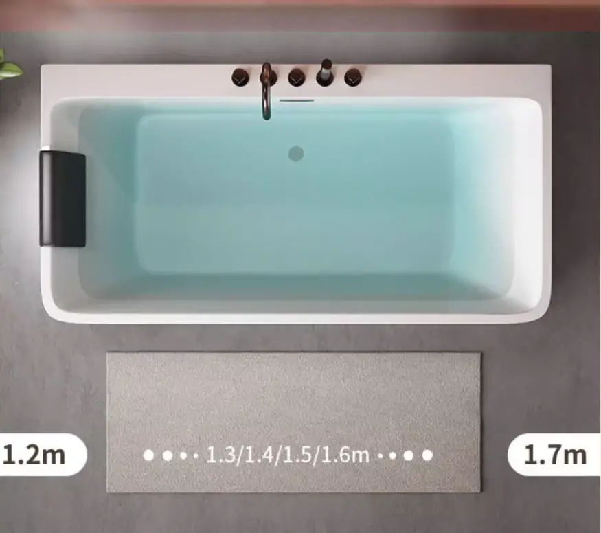 Luxury Modern Simple Soaking Acrylic Free-Standing Rectangular Adult White Double Insulation Seamless Japanese Soaking Bathroom — image 2