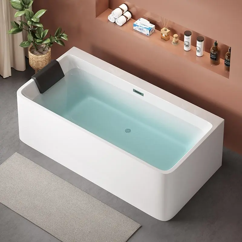 Luxury Modern Simple Soaking Acrylic Free-Standing Rectangular Adult White Double Insulation Seamless Japanese Soaking Bathroom — image 5