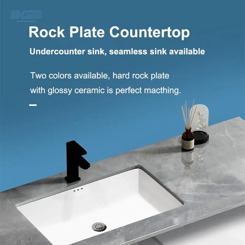 Modern Rock Slate Wall-Mounted Vanity Cabinet Waterproof Stain-Proof Wash Basin for Hotels Featuring Sintered Stone Mirror — image 6
