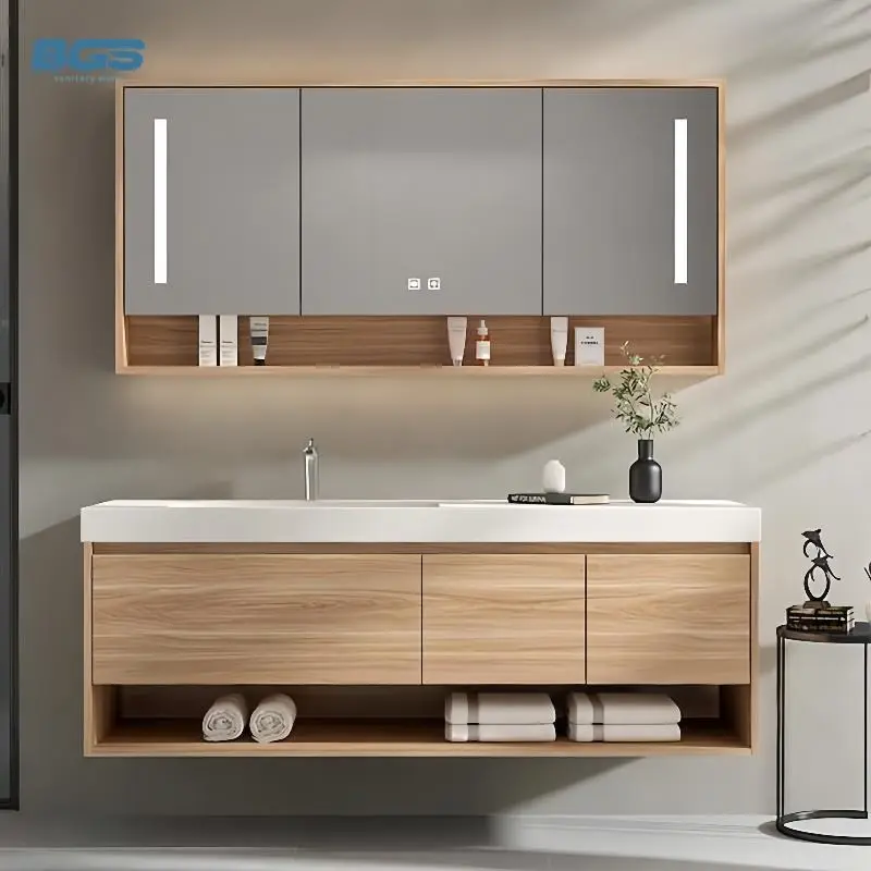 Apartment Villa Luxury Intelligent Waterproof Bathroom Cabinet Combination Washbasin Bathroom Vanities with Full Body Mirror — image 3