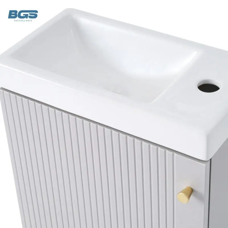 Wholesale Modern Luxury Wooden Bathroom Vanity Cabinet with Wall-Mounted Ceramic Basin and Mirror Included 2025 Hot Sale — view 3