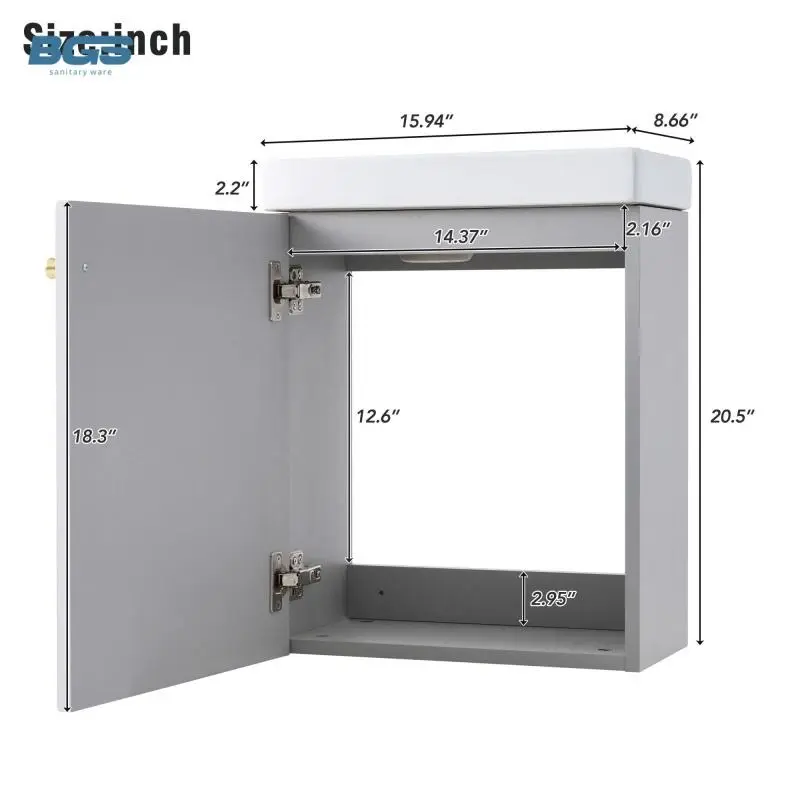 Wholesale Modern Luxury Wooden Bathroom Vanity Cabinet with Wall-Mounted Ceramic Basin and Mirror Included 2025 Hot Sale — view 5