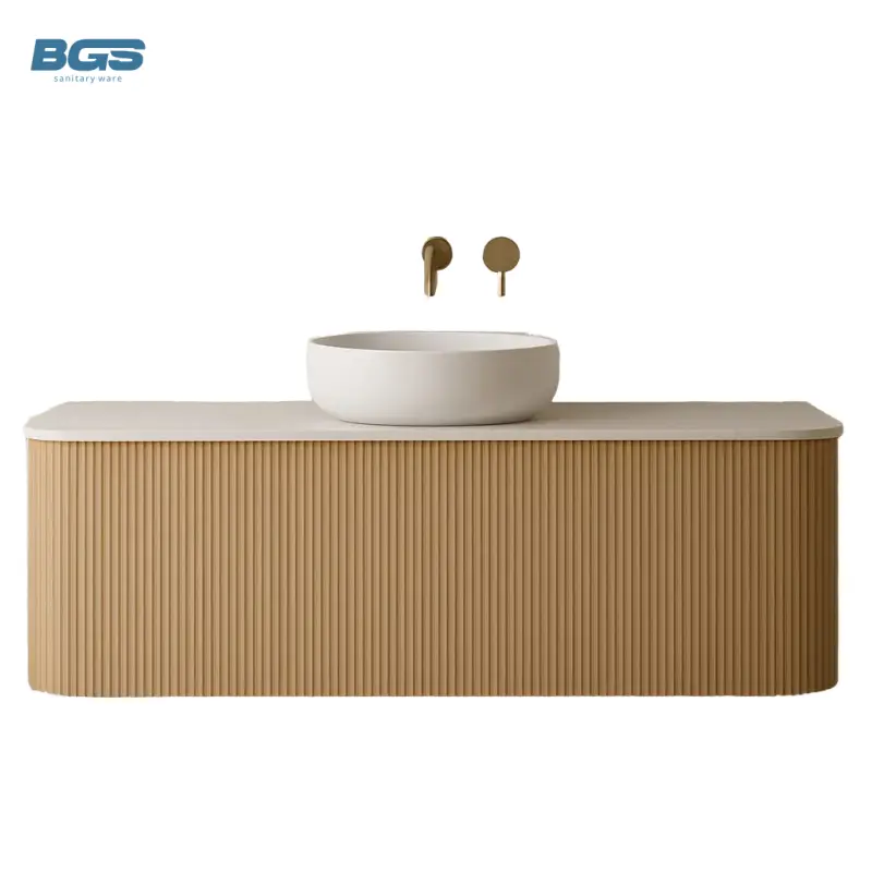 Hotel-Grade Modern Double Vanity Sink Wall Hanging Rectangular Rock Plate Marble Sink Bathroom Washbasin LED for Bedroom — view 1