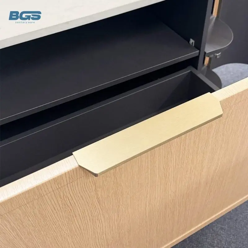 Modern Wall-Mounted Bathroom Cabinet Integrated Granite Basin Multi-Layer Board Copper Drainer Stone Slab Cabinet for Apartments — image 5