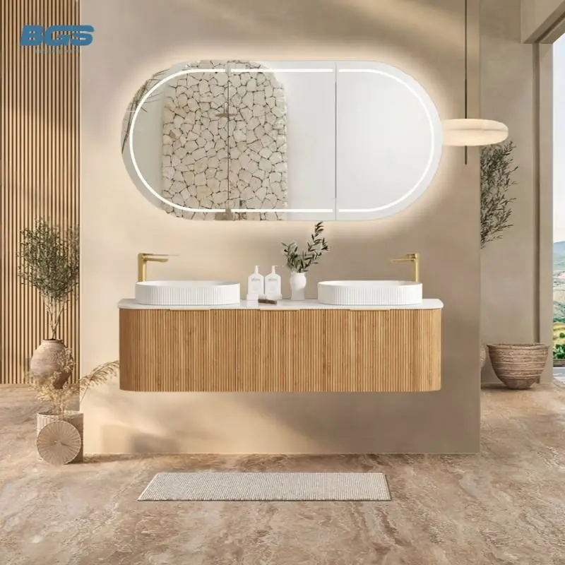 New Modern Cream All-In-One Wall-Mounted Basin Cabinet for Small Apartment Bathroom Eco-Friendly Durable Moisture-Proof — view 1