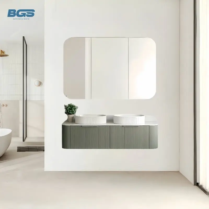 New Modern Cream All-In-One Wall-Mounted Basin Cabinet for Small Apartment Bathroom Eco-Friendly Durable Moisture-Proof Ceramic — image 3