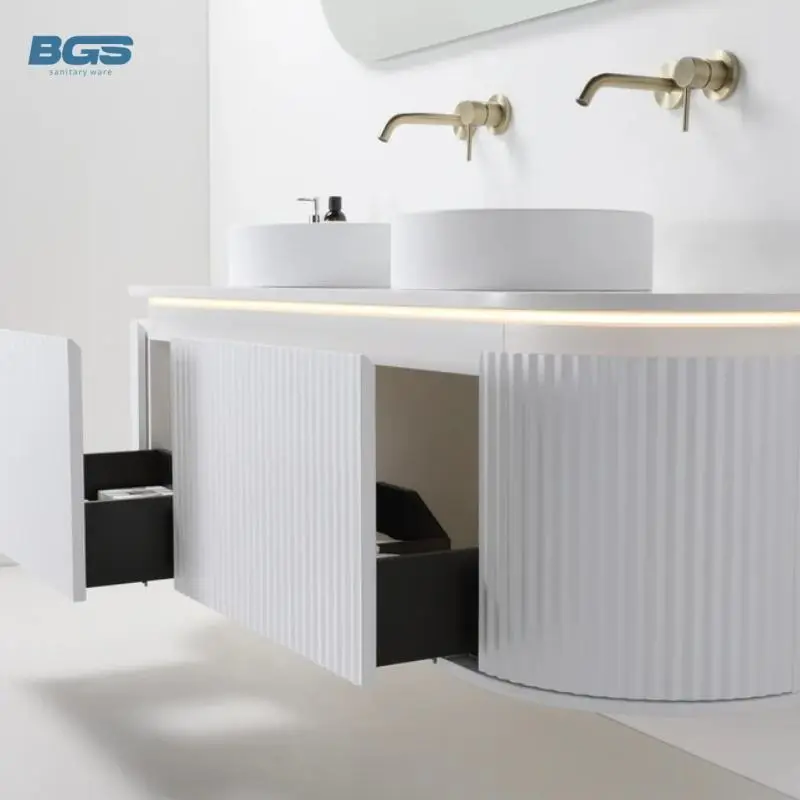 New Modern Cream All-In-One Wall-Mounted Basin Cabinet for Small Apartment Bathroom Eco-Friendly Durable Moisture-Proof Ceramic — image 6