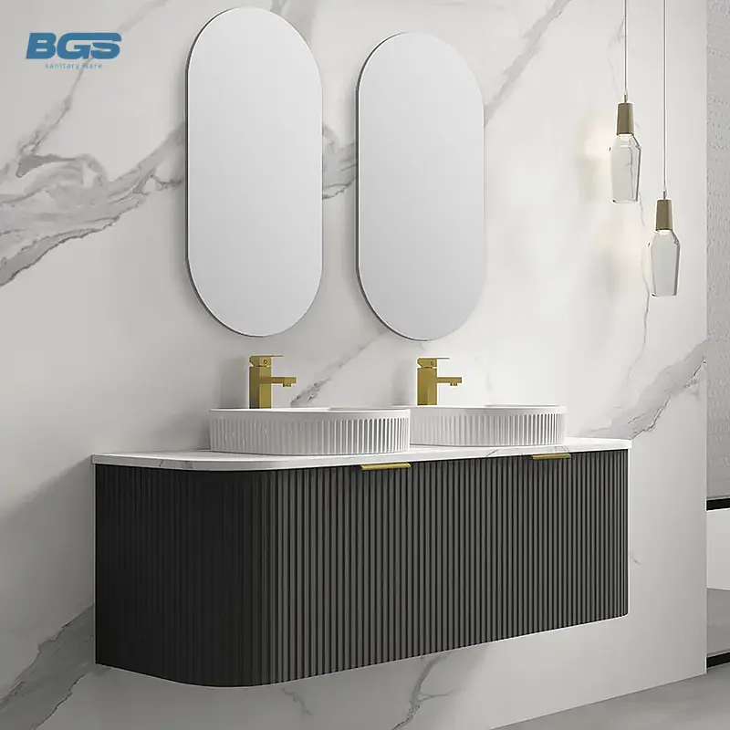 Latest Bathroom Vanity Units With Sink Cabinet Wall Hung Waterproof Bathroom Cabinet Set Factory WholeSale — view 2