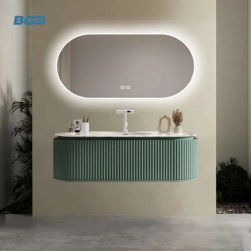 PVC White Single Basin Design Apartment/hotel/bathroom Bathroom Furniture Set — image 3