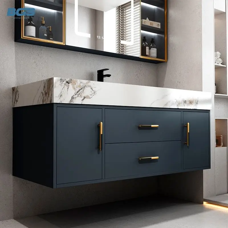 Wooden Modern High Mirror Freestanding Bathroom Vanity Top with Copper Drainer 23-25 in Width — image 6