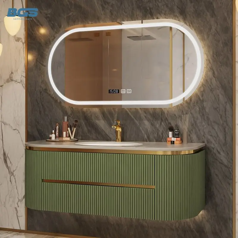 BGS European Style Modern Floating Bathroom Vanity Cabinet Set with Rectangle Wall Mounted 2 Years Accessory Mirror — image 4