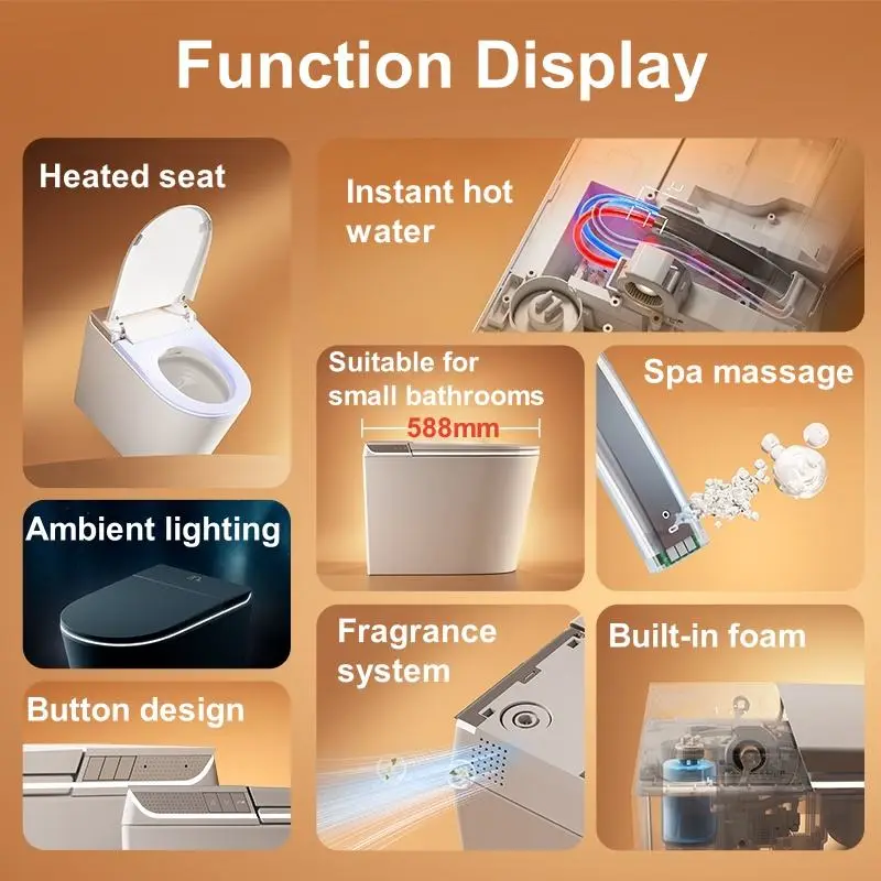 BGS Intelligent Auto Sensor Flush Open Electric Bathroom Japanese One Piece Wc Commode Toilet Bowl S-Trap Automatic Smart Toilet — image 3