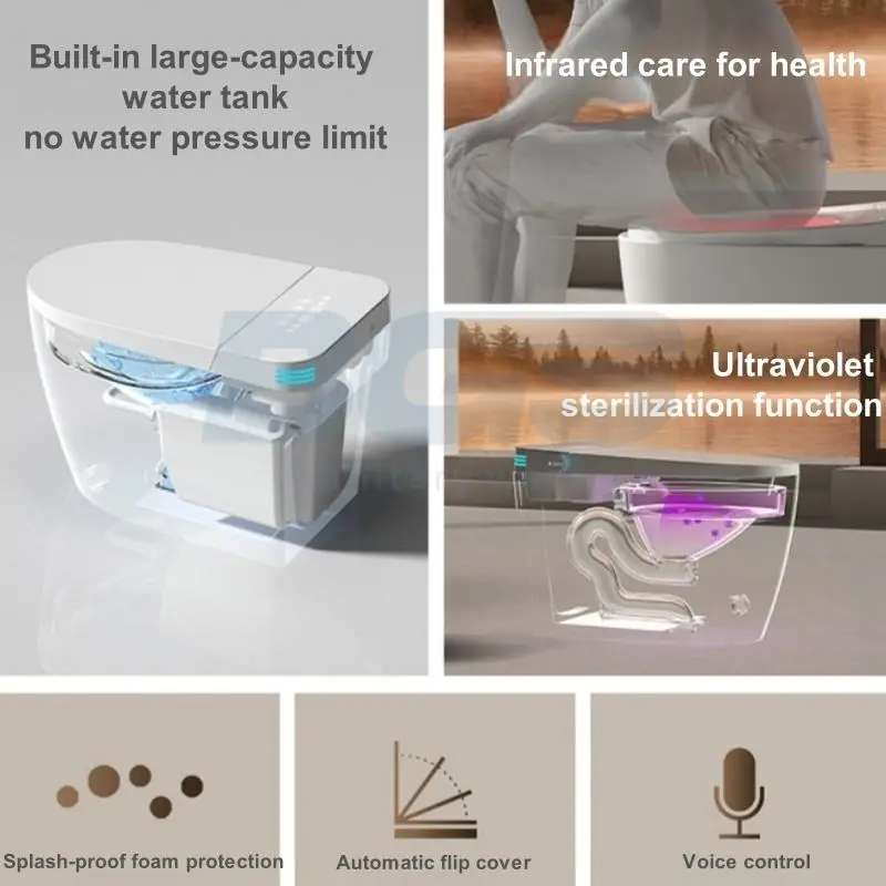Touchless Intelligent Floor Mounted Smart Bidet Male Female Washing Functions Advanced Remote Control Elongated Bowl Toilet — image 3