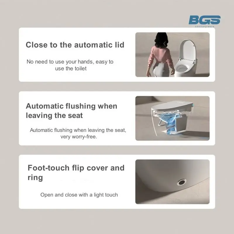 Touchless Intelligent Floor Mounted Smart Bidet Male Female Washing Functions Advanced Remote Control Elongated Bowl Toilet — image 6