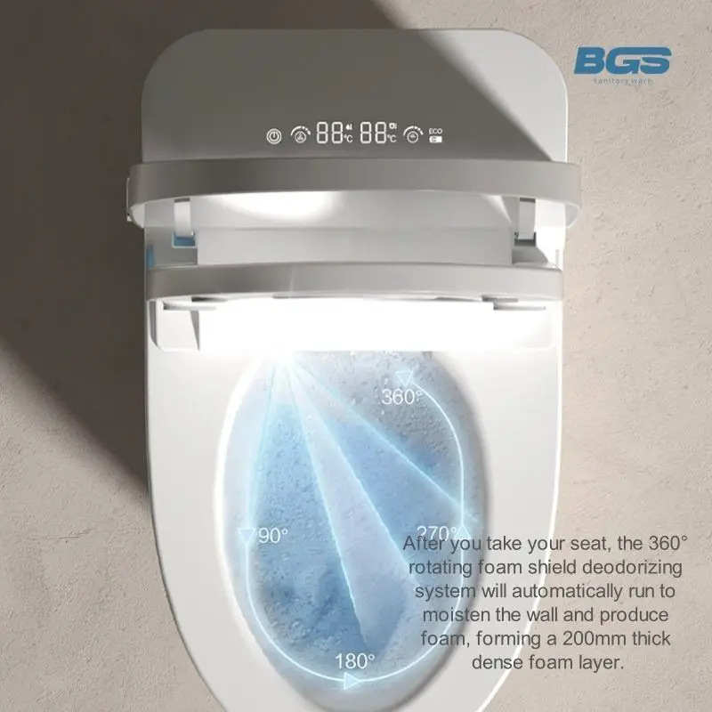 Touchless Intelligent Floor Mounted Smart Bidet Male Female Washing Functions Advanced Remote Control Elongated Bowl Toilet — image 7