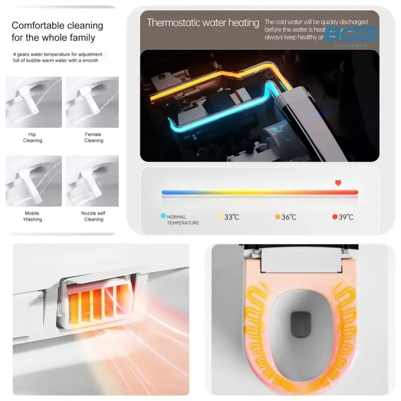 European Design Automatic Smart One-Piece Ceramic WC Toilet Auto Flush Cleaning Remote Control Electric Intelligent Bathroom — image 7