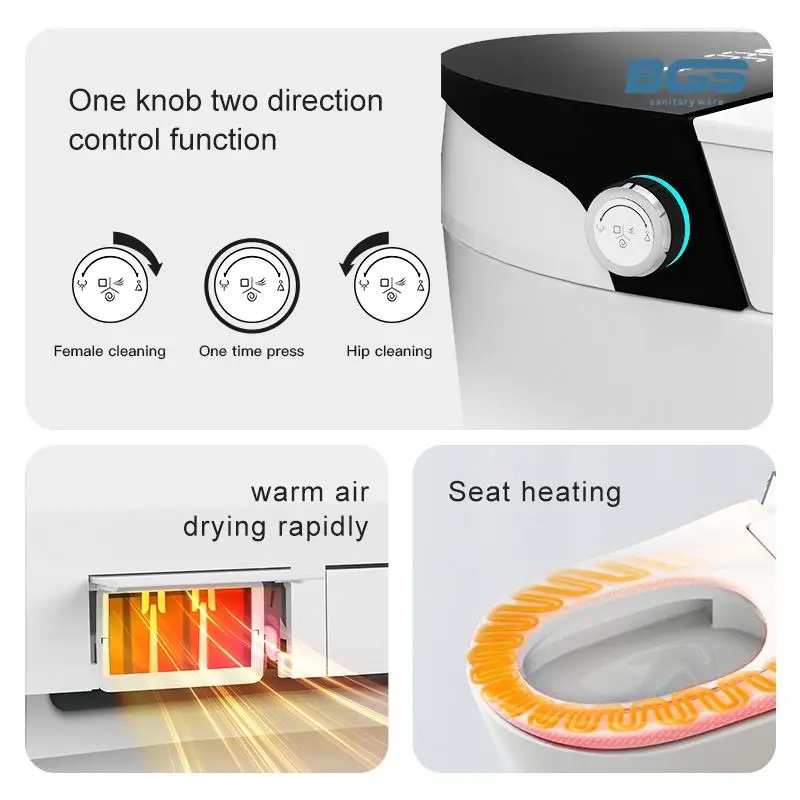 New Design Quality Bathroom Sanitary Porcelain Bathroom Automatic Bidet Electric One Piece Wc Ceramic Intelligent Smart Toilet — image 7