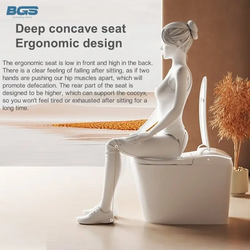 Auto Sensor Flush Electric S-Trap/P-Trap Dual-Flush One Piece Intelligent Toilet Bowl White Smart Toilet Remote Control — image 4
